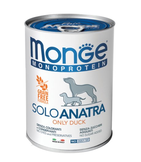 MONGE CANE MONOPROTEICO SOLO ANATRA 400GR (lattina)
