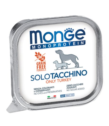 MONGE CANE MONOPROTEICO SOLO TACCHINO 150GR (vaschetta)