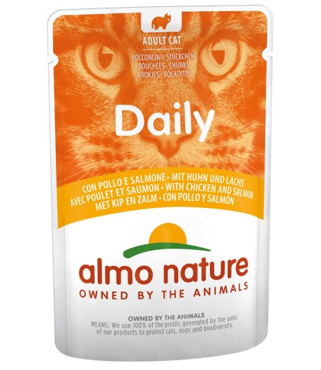 ALMO NATURE GATTO DAILY ADULT BOCCONCINI POLLO SALMONE 70GR (bustina)