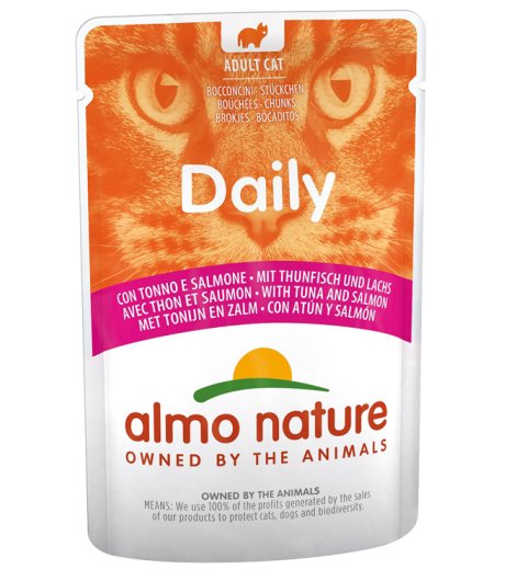 ALMO NATURE GATTO DAILY ADULT BOCCONCINI TONNO SALMONE 70GR (bustina)