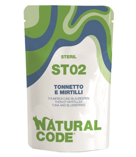 NATURAL CODE GATTO ST02 STERIL TONNETTO MIRTILLI 70GR (bustina)