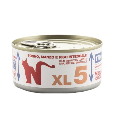 NATURAL CODE GATTO XL5 TONNO MANZO RISO INTEGRALE 170GR (lattina)