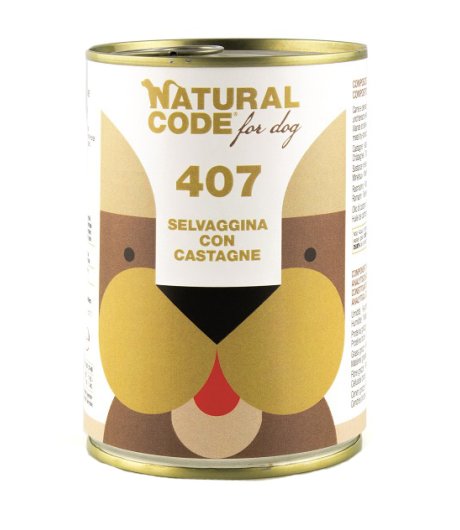 NATURAL CODE CANE 407 SELVAGGINA CASTAGNE 400GR (lattina)