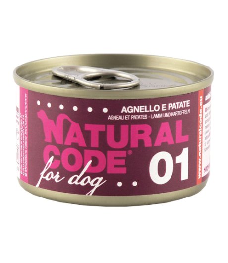 NATURAL CODE CANE 01 AGNELLO PATATE 90GR (lattina)