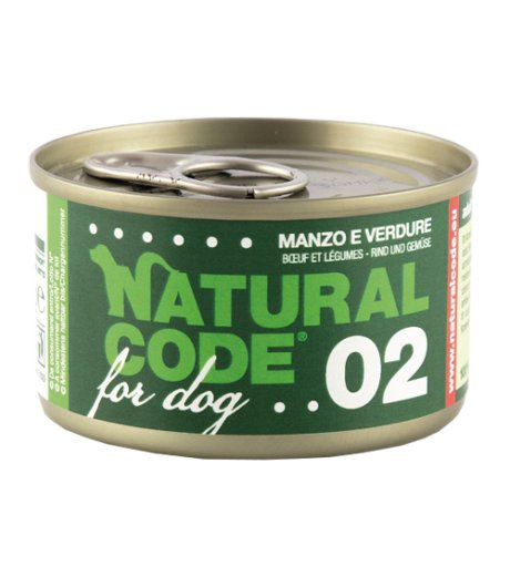 NATURAL CODE CANE 02 MANZO VERDURE 90GR (lattina)