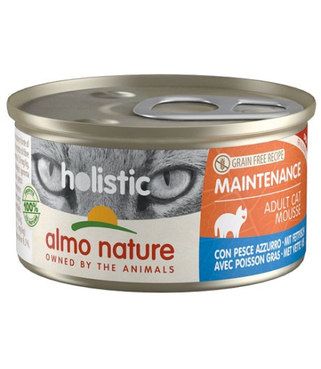 ALMO NATURE GATTO HOLISTIC GRAIN FREE MAINTENANCE MOUSSE ADULT PESCE AZZURRO 85GR (lattina)