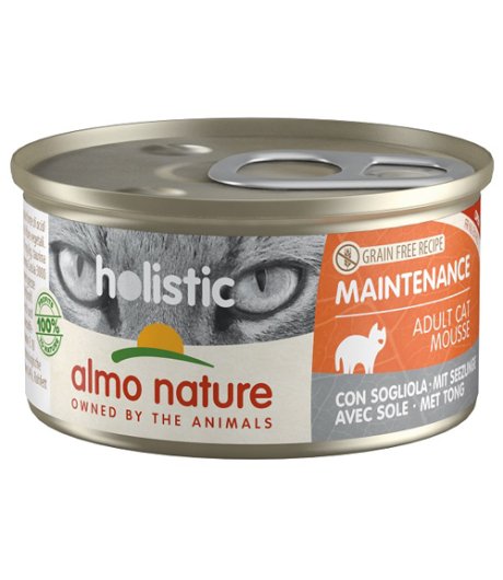 ALMO NATURE GATTO HOLISTIC GRAIN FREE MAINTENANCE MOUSSE ADULT SOGLIOLA 85GR (lattina)
