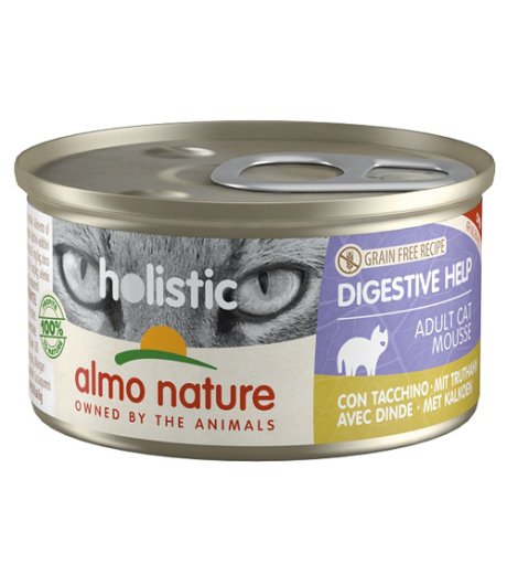ALMO NATURE GATTO HOLISTIC GRAIN FREE DIGESTIVE MOUSSE ADULT TACCHINO 85GR (lattina)