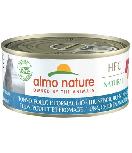 ALMO NATURE GATTO HFC NATURAL TONNO POLLO FORMAGGIO 150GR (lattina)