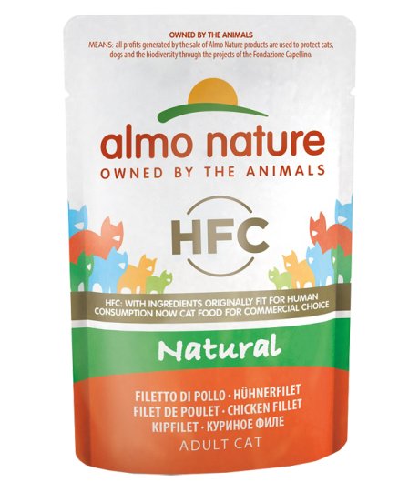 ALMO NATURE GATTO HFC NATURAL ADULT FILETTO POLLO 55GR (bustina)
