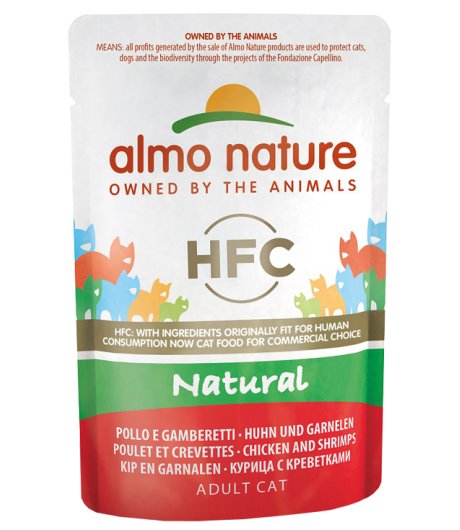 ALMO NATURE GATTO HFC NATURAL ADULT POLLO GAMBERETTI 55GR (bustina)