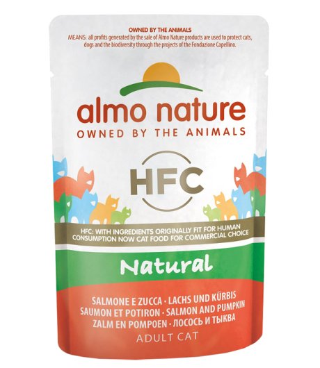 ALMO NATURE GATTO HFC NATURAL ADULT SALMONE ZUCCA 55GR (bustina)