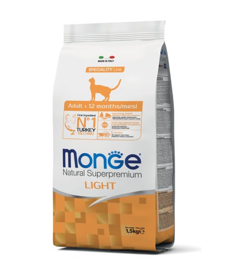 MONGE GATTO SPECIALITY LIGHT ADULT TACCHINO 1,5KG