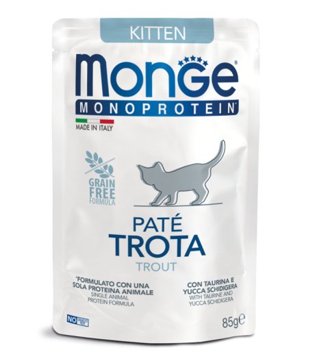 MONGE GATTO MONOPROTEICO KITTEN PATE' TROTA 85GR (bustina)