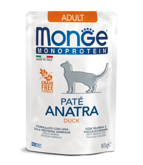 MONGE GATTO MONOPROTEICO ADULT PATE' ANATRA 85GR (bustina)