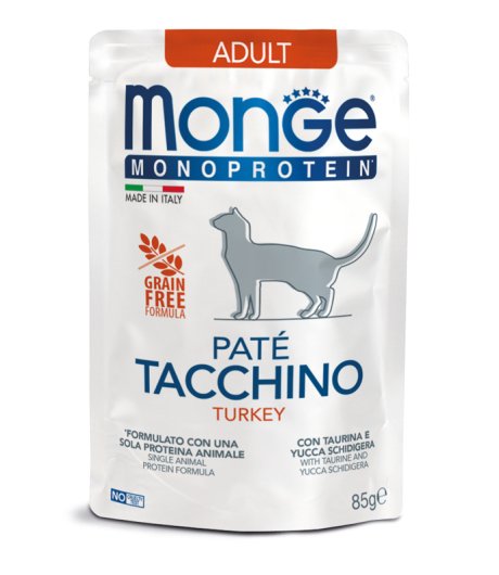 MONGE GATTO MONOPROTEICO ADULT PATE' TACCHINO 85GR (bustina)