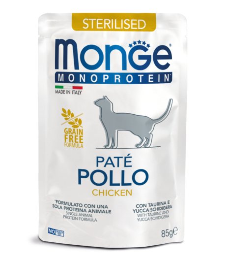 MONGE GATTO MONOPROTEICO STERILISED PATE' POLLO 85GR (bustina)