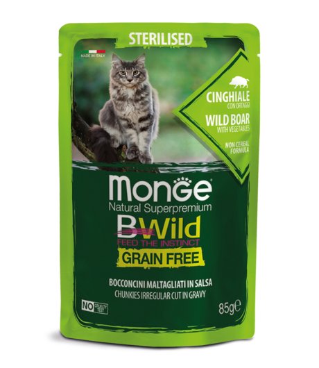 MONGE GATTO BWILD STERILISED CINGHIALE 85GR (bustina)