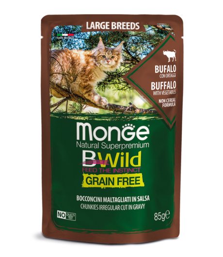 MONGE GATTO BWILD GRAIN FREE LARGE BREEDS BUFALO 85GR (bustina)
