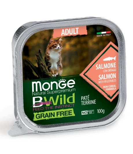 MONGE GATTO BWILD GRAIN FREE ADULT SALMONE 100GR (vaschetta)