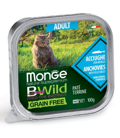 MONGE GATTO BWILD GRAIN FREE ADULT ACCIUGHE 100GR (vaschetta)