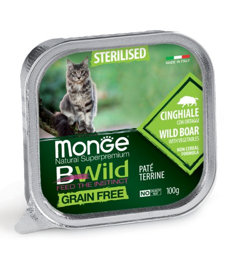 MONGE GATTO BWILD GRAIN FREE STERILISED CINGHIALE 100GR (vaschetta)
