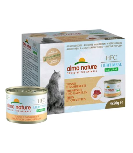 ALMO NATURE GATTO HFC LIGHT MEAL TONNO GAMBERETTI 4x50GR (lattina) MULTIPACK