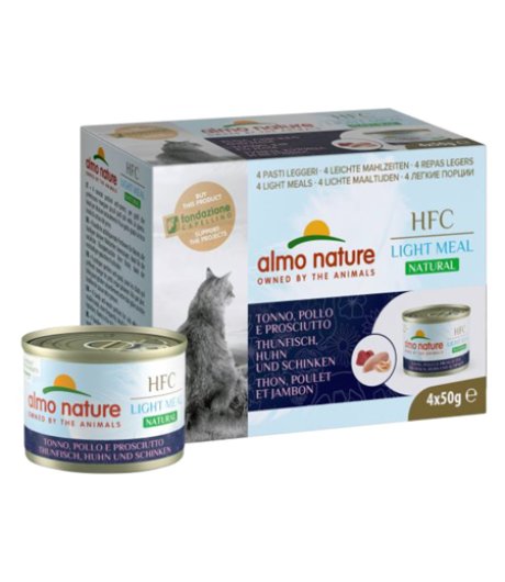 ALMO NATURE GATTO HFC LIGHT TONNO POLLO PROSCIUTTO 4x50GR (lattina) MULTIPACK
