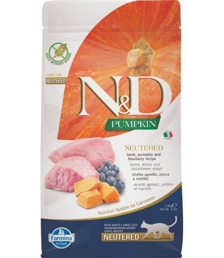 FARMINA N&D PUMPKIN GATTO NEUTERED ADULT AGNELLO ZUCCA MIRTILLO 1,5KG