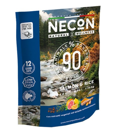 NECON CANE NATURAL WELLNESS ADULT MINI SALMONE RISO 800GR