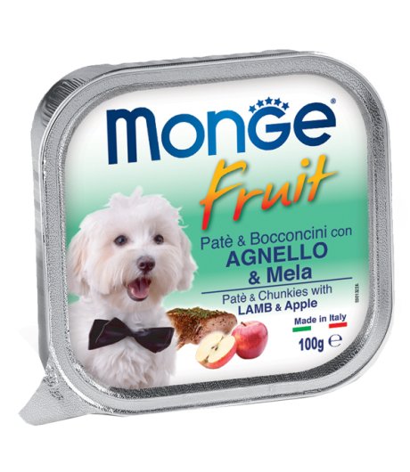 MONGE CANE FRUIT PATE' BOCCONCINI AGNELLO MELA 100GR (vaschetta)