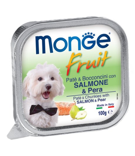 MONGE CANE FRUIT PATE' BOCCONCINI SALMONE PERA 100GR (vaschetta)
