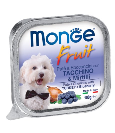 MONGE CANE FRUIT PATE' BOCCONCINI TACCHINO MIRTILLI 100GR (vaschetta)