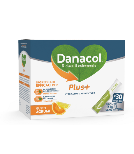 Danacol Plus+ Gusto Agrumi Integratore contro il colesterolo 30 Stick Gel