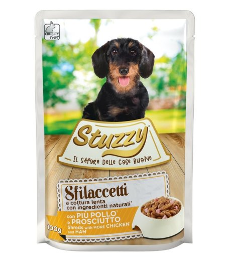 STUZZY CANE SFILACCETTI POLLO PROSCIUTTO 100GR (bustina)