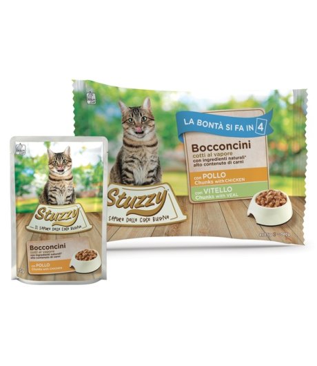 STUZZY GATTO BOCCONCINI POLLO/VITELLO 4x85GR (bustina) MULTIPACK