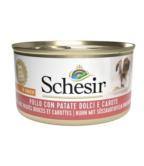 SCHESIR CANE SALSA POLLO PATATE DOLCI CAROTE 85GR (lattina) SCHESIR CANE SALSA POLLO PATATE DOLCI CAROTE 85GR (lattina)