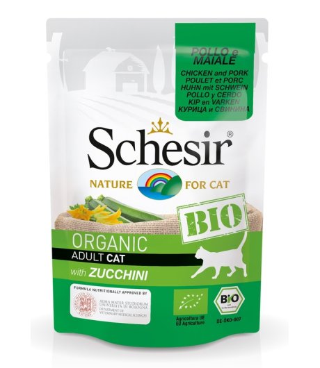 SCHESIR BIO GATTO ADULT POLLO MAIALE ZUCCHINI 85GR (bustina)