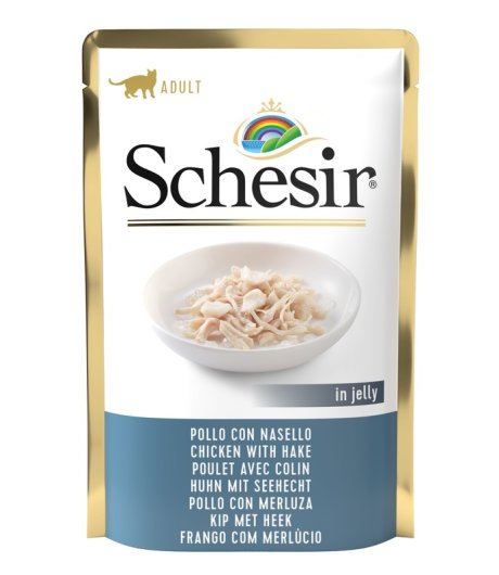 SCHESIR GATTO JELLY ADULT POLLO NASELLO 85GR (bustina) SCHESIR GATTO JELLY ADULT POLLO NASELLO 85GR (bustina)
