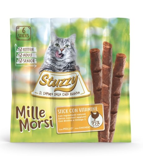 STUZZY GATTO SNACK MILLEMORSI POLLO STICKS 6x5GR