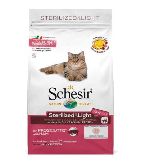 SCHESIR GATTO STERILIZED LIGHT LOW FAT PROSCIUTTO 1,5KG SCHESIR GATTO STERILIZED LIGHT LOW FAT PROSCIUTTO 1,5KG