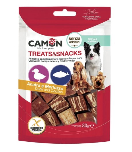 CAMON CANE SNACK TREATS CUBETTI ANATRA MERLUZZO 80GR
