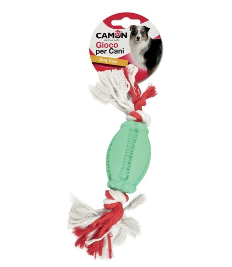 CAMON GIOCO PALLA GOMMA OVALE CORDA 14CM CAD.