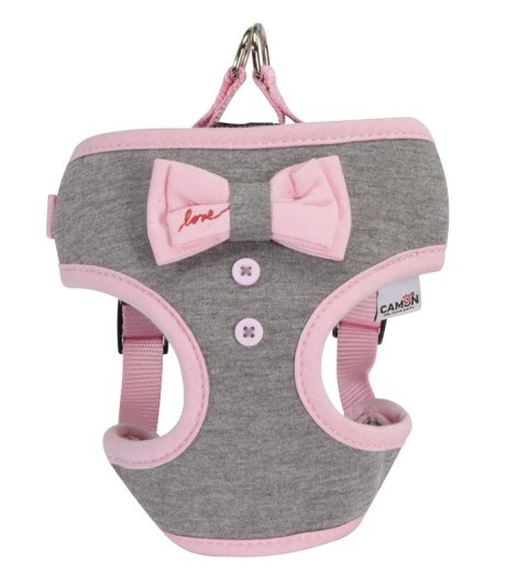 CAMON PETTORINA LOVE GRIGIA FIOCCO ROSA (S) 48/58CM