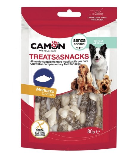 CAMON CANE SNACK TREATS OSSO PELLE SALMONE 14PZ 80GR