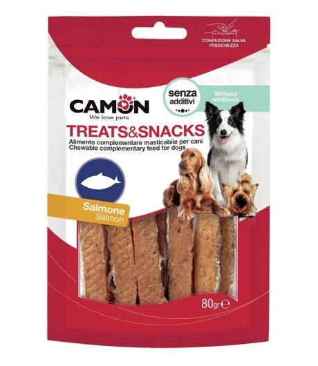 CAMON CANE SNACK TREATS STRIPS SALMONE 80GR CAMON CANE SNACK TREATS STRIPS SALMONE 80GR
