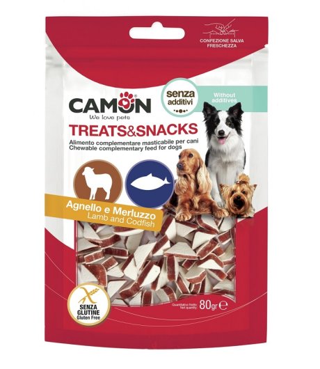 CAMON CANE SNACK TREATS BOCCONCINI AGNELLO MERLUZZO 80GR