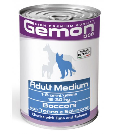 GEMON CANE BOCCONI MEDIUM ADULT TONNO SALMONE 415GR (lattina)