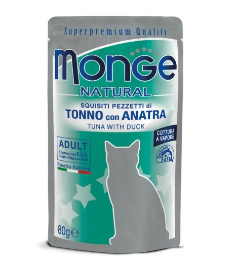 MONGE GATTO NATURAL ADULT TONNO ANATRA 80GR (bustina)