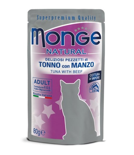 MONGE GATTO NATURAL ADULT TONNO MANZO 80GR (bustina)
